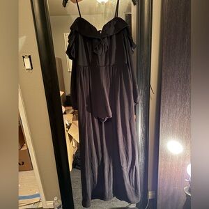 Black Off the Shoulder Romper with Train